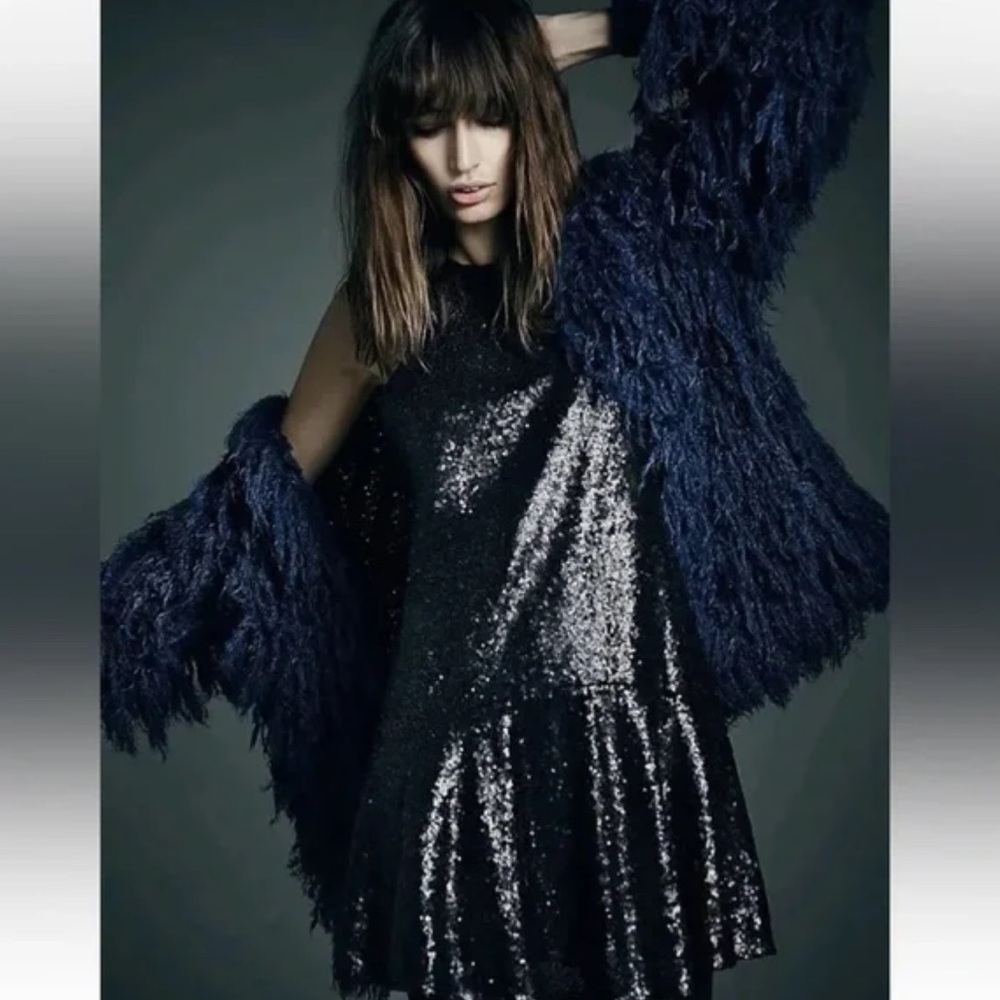 Free People Liquid Shine Mini Dress Sequin Drop‎ Waist E1